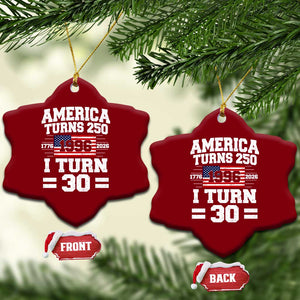 America Turns 250 I Turn 30 Ceramic Ornament Vintage 1996 30th Birthday 250th Anniversary USA Flag 30 Year Old Gift
