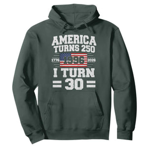 America Turns 250 I Turn 30 Hoodie Vintage 1996 30th Birthday 250th Anniversary USA Flag 30 Year Old Gift