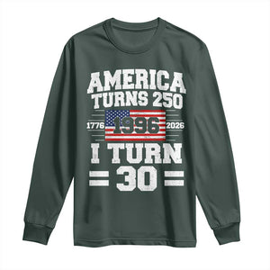 America Turns 250 I Turn 30 Long Sleeve Shirt Vintage 1996 30th Birthday 250th Anniversary USA Flag 30 Year Old Gift