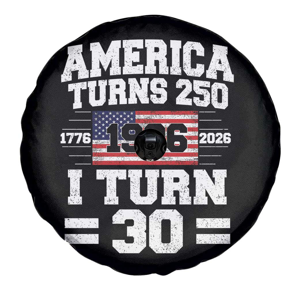 America Turns 250 I Turn 30 Spare Tire Cover Vintage 1996 30th Birthday 250th Anniversary USA Flag 30 Year Old Gift