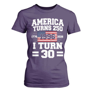 America Turns 250 I Turn 30 T Shirt For Women Vintage 1996 30th Birthday 250th Anniversary USA Flag 30 Year Old Gift