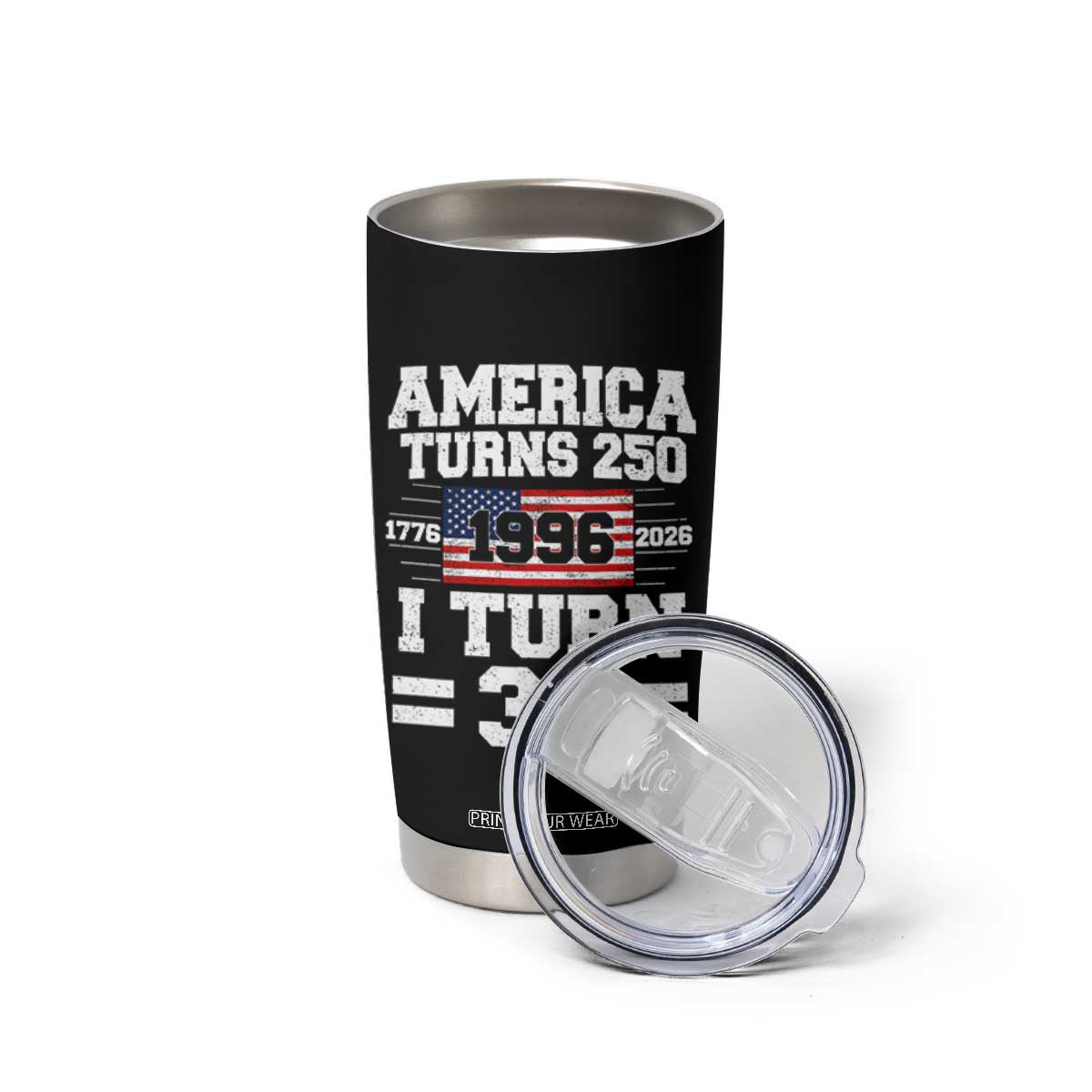 America Turns 250 I Turn 30 Tumbler Cup Vintage 1996 30th Birthday 250th Anniversary USA Flag 30 Year Old Gift