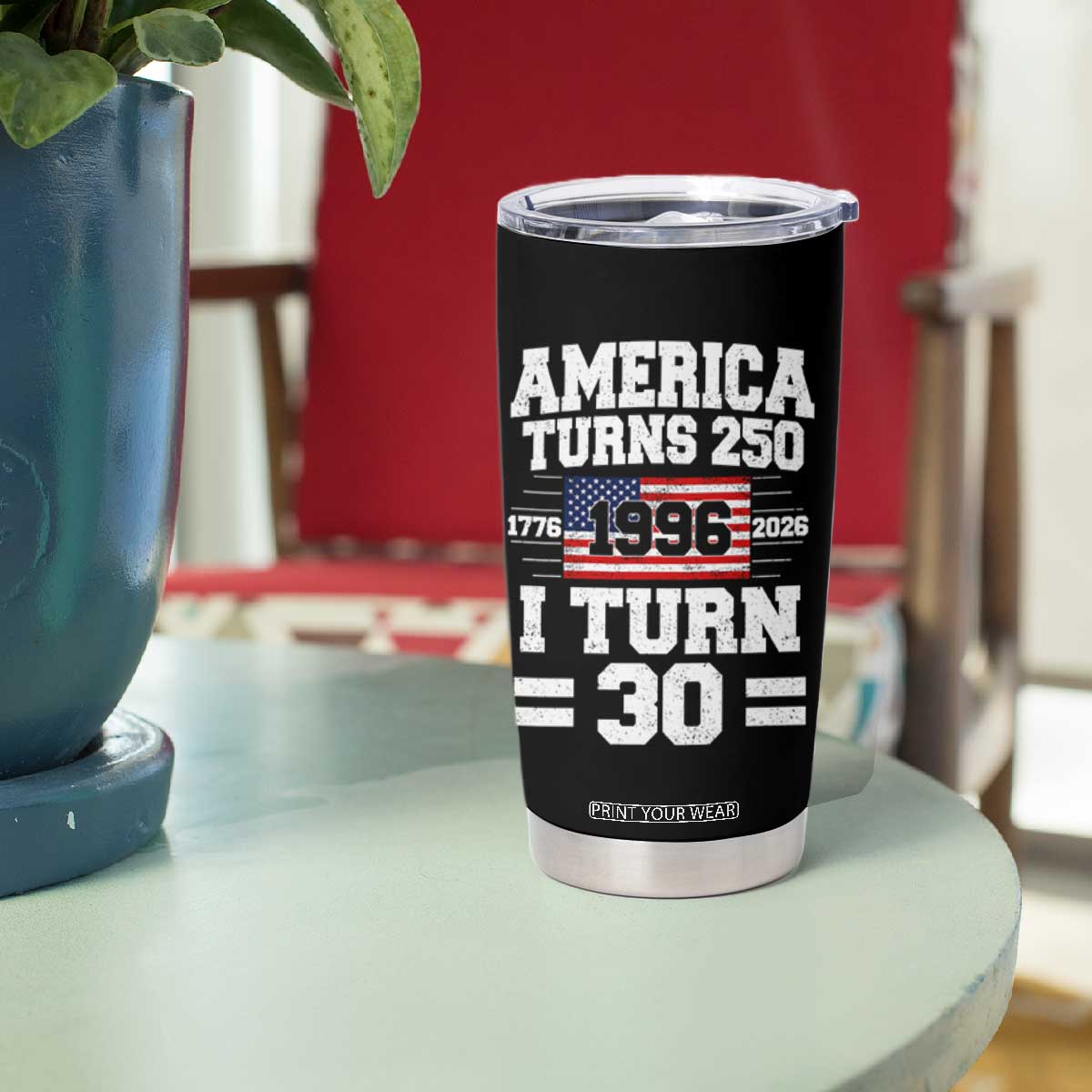 America Turns 250 I Turn 30 Tumbler Cup Vintage 1996 30th Birthday 250th Anniversary USA Flag 30 Year Old Gift