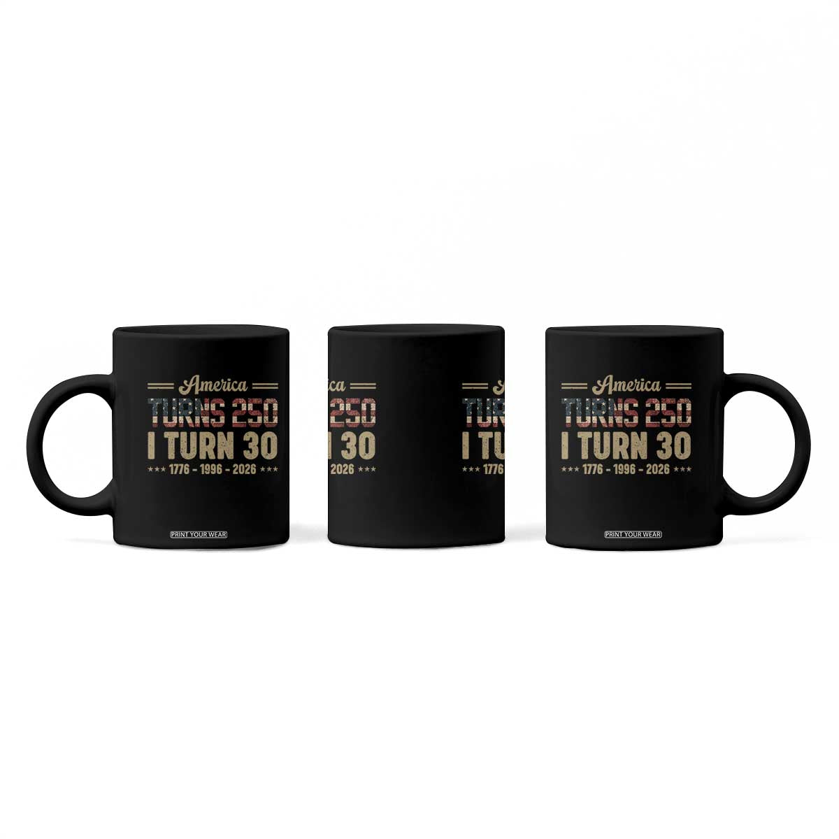 America Turns 250 I Turn 30 Coffee Mug Retro 1996 30th Birthday 250th Anniversary USA Flag 30 Year Old Gift