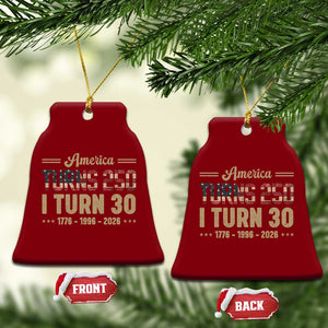 America Turns 250 I Turn 30 Ceramic Ornament Retro 1996 30th Birthday 250th Anniversary USA Flag 30 Year Old Gift