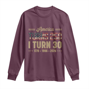 America Turns 250 I Turn 30 Long Sleeve Shirt Retro 1996 30th Birthday 250th Anniversary USA Flag 30 Year Old Gift