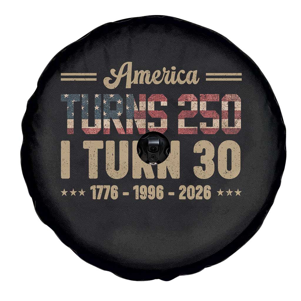America Turns 250 I Turn 30 Spare Tire Cover Retro 1996 30th Birthday 250th Anniversary USA Flag 30 Year Old Gift