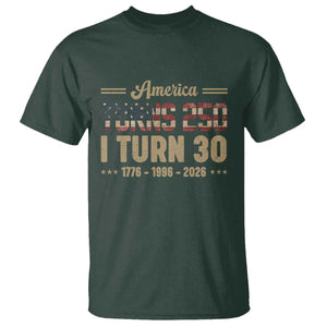America Turns 250 I Turn 30 T Shirt Retro 1996 30th Birthday 250th Anniversary USA Flag 30 Year Old Gift