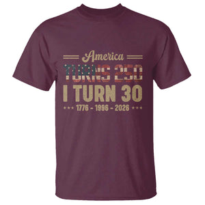 America Turns 250 I Turn 30 T Shirt Retro 1996 30th Birthday 250th Anniversary USA Flag 30 Year Old Gift
