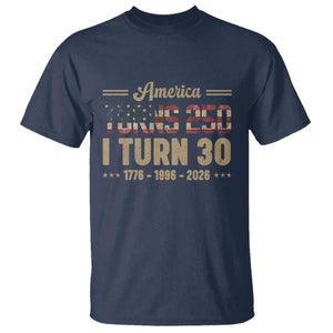 America Turns 250 I Turn 30 T Shirt Retro 1996 30th Birthday 250th Anniversary USA Flag 30 Year Old Gift