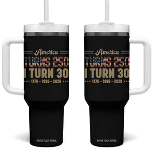 America Turns 250 I Turn 30 Tumbler With Handle Retro 1996 30th Birthday 250th Anniversary USA Flag 30 Year Old Gift