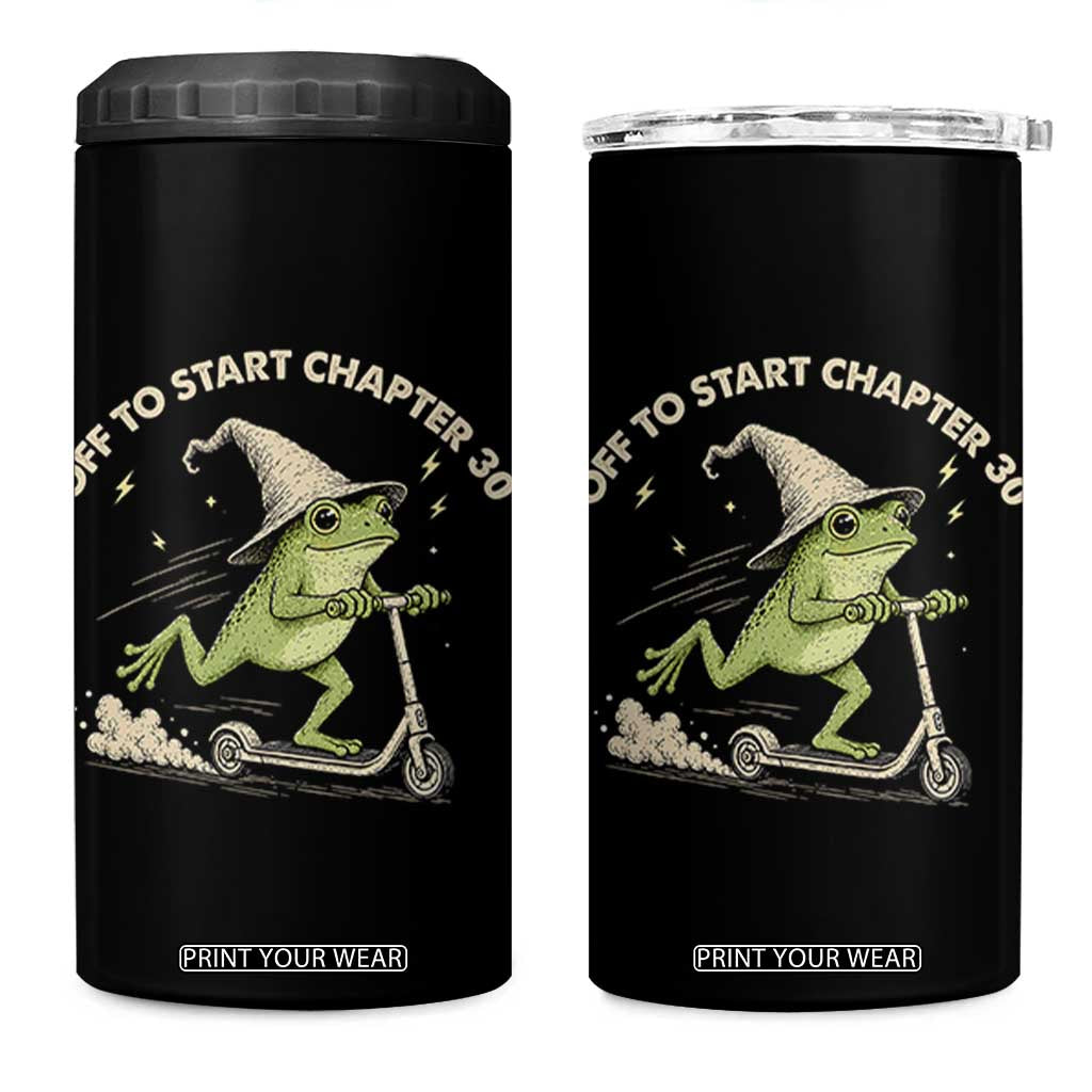 30th Birthday Frog 4 in 1 Can Cooler Tumbler Off To Start Chapter 30 TS10 One Size: 16 oz Black Print Your Wear