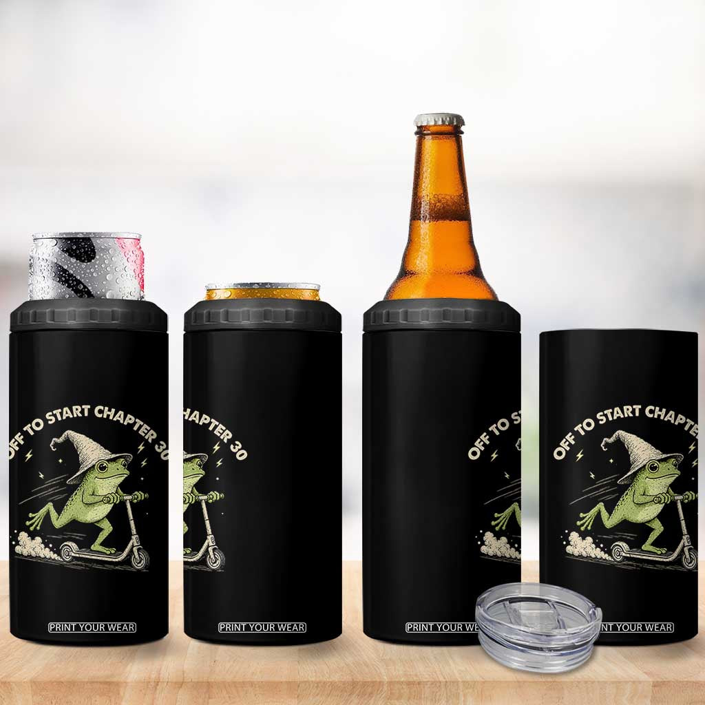30th Birthday Frog 4 in 1 Can Cooler Tumbler Off To Start Chapter 30 TS10 Print Your Wear