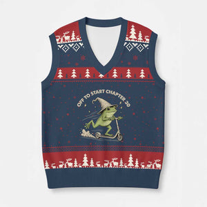 30th Birthday Frog V-Neck Knit Sweater Vest Off To Start Chapter 30 TS10 Navy Red Print Your Wear
