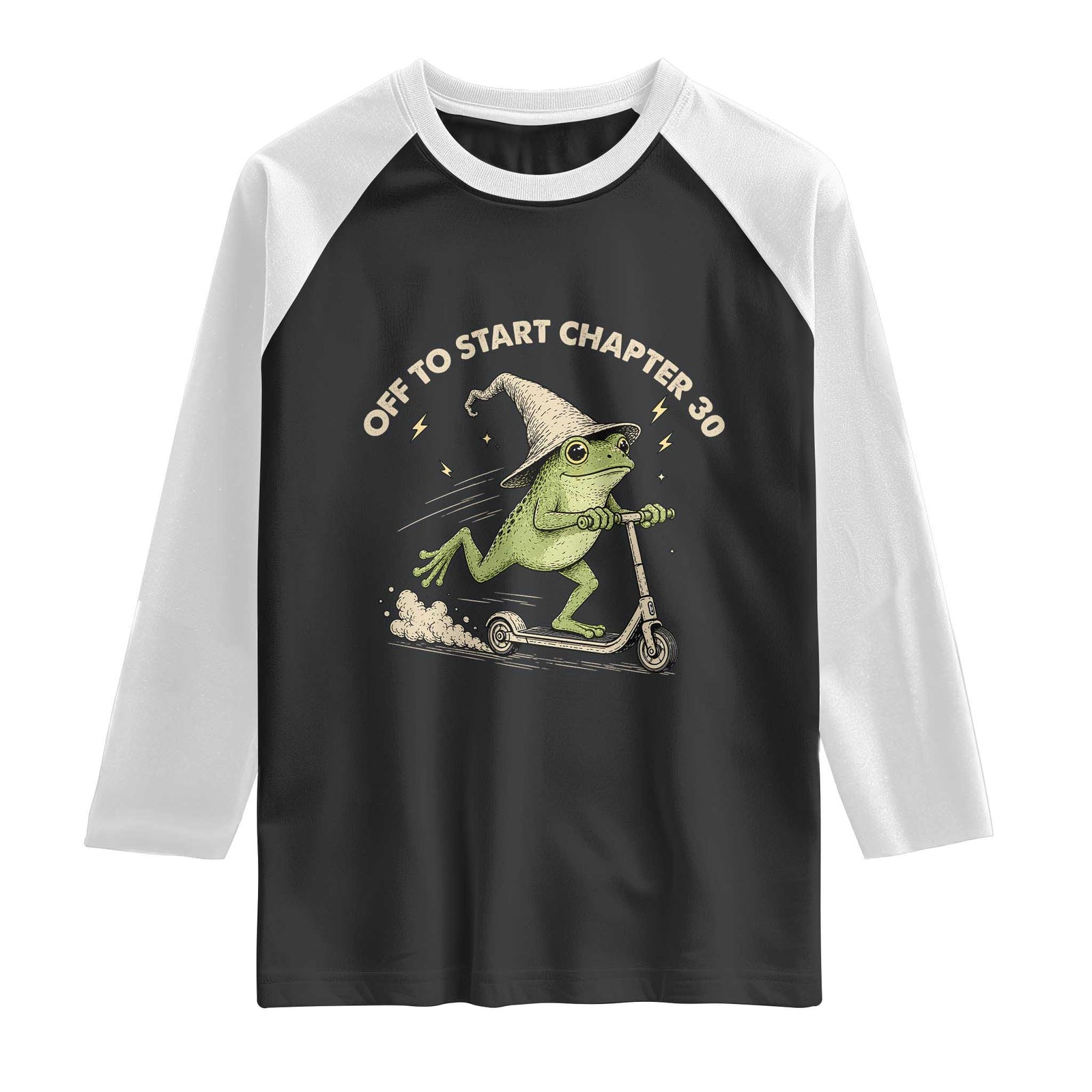 30th Birthday Frog Raglan Shirt Off To Start Chapter 30 TS10 Black White Print Your Wear