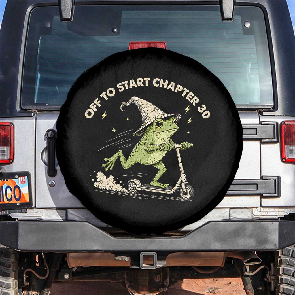 30th Birthday Frog Spare Tire Cover Off To Start Chapter 30 TS10 No hole Black Print Your Wear