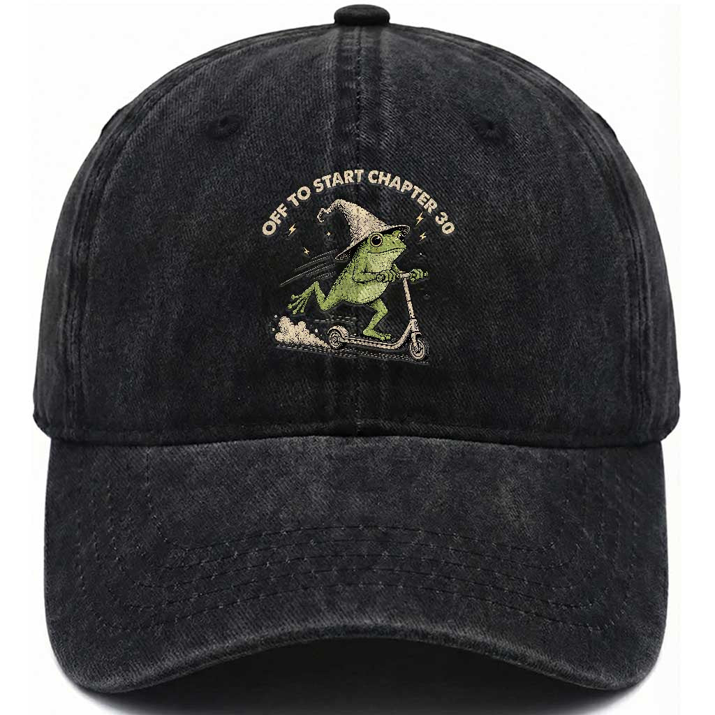 30th Birthday Frog Washed Cotton Baseball Cap Off To Start Chapter 30 TS10 Print Your Wear