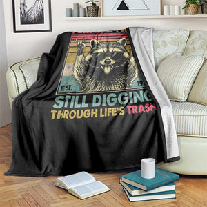 Funny 50th Birthday Throw Blanket Retro Racoon Feral And Fifty TS10 Print Your Wear