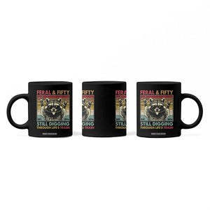 Funny 50th Birthday Coffee Mug Retro Racoon Feral And Fifty TS10 Print Your Wear