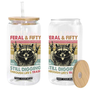 Funny 50th Birthday Glass Can Retro Racoon Feral And Fifty TS10 Print Your Wear