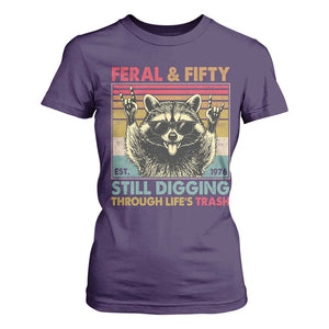 Funny 50th Birthday T Shirt For Women Retro Racoon Feral And Fifty TS10 Purple Print Your Wear