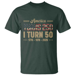 America Turns 250 I Turn 50 50th Birthday T Shirt Vintage USA 250th Anniversary 1976 50 Year Old Gift