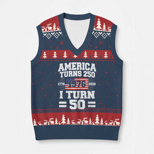 America Turns 250 I Turn 50 50th Birthday V-Neck Knit Sweater Vest USA 250th Anniversary 1976 50 Year Old Gift