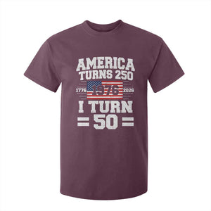 America Turns 250 I Turn 50 50th Birthday T Shirt For Kid USA 250th Anniversary 1976 50 Year Old Gift