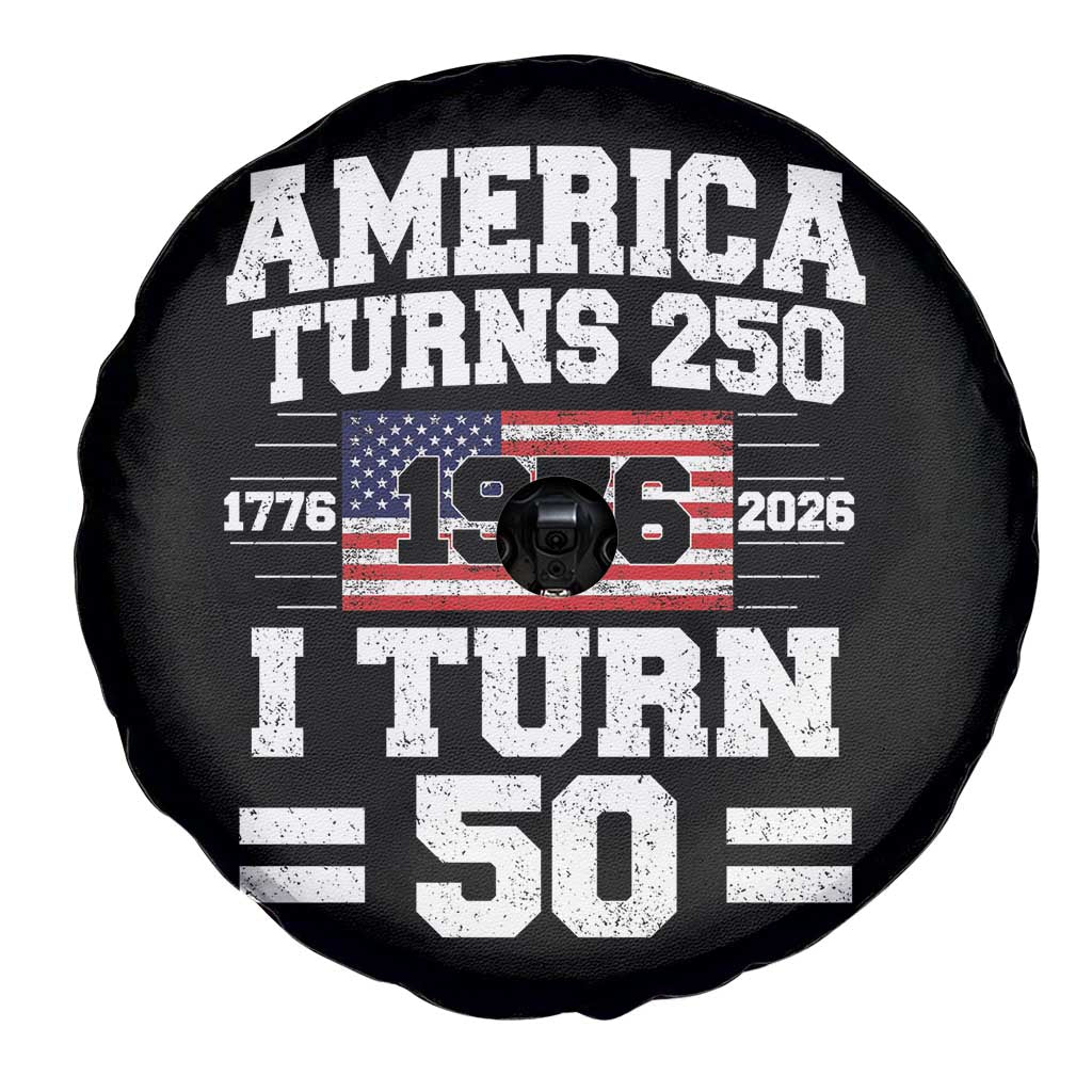 America Turns 250 I Turn 50 50th Birthday Spare Tire Cover USA 250th Anniversary 1976 50 Year Old Gift