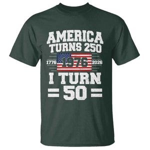 America Turns 250 I Turn 50 50th Birthday T Shirt USA 250th Anniversary 1976 50 Year Old Gift