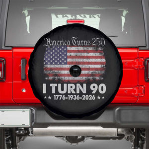America Turns 250 I Turn 90 Spare Tire Cover Vintage 1936 90th Birthday 250th Anniversary USA 90 Year Old Gift