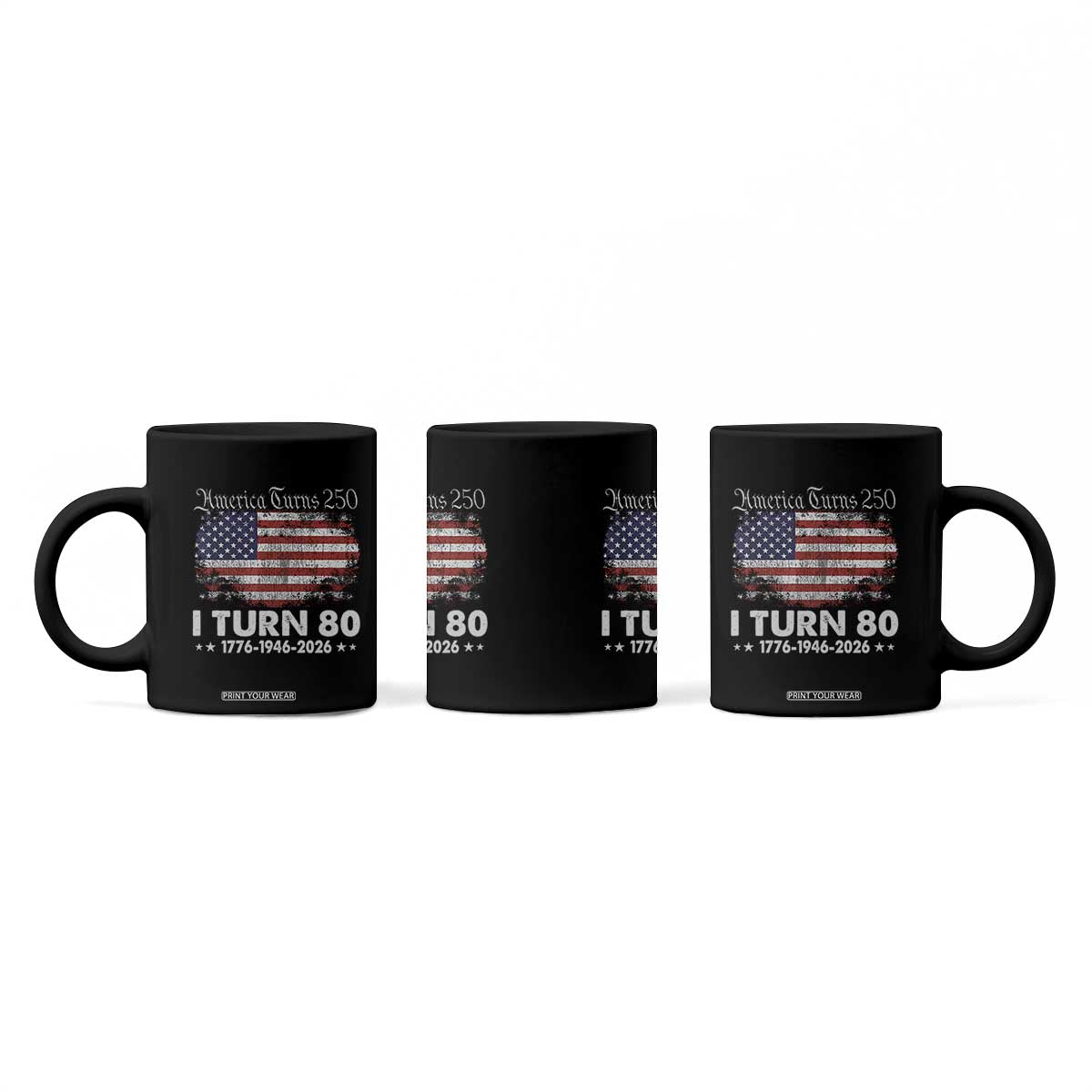 America Turns 250 I Turn 80 Coffee Mug Vintage 1946 80th Birthday 250th Anniversary USA 80 Year Old Gift