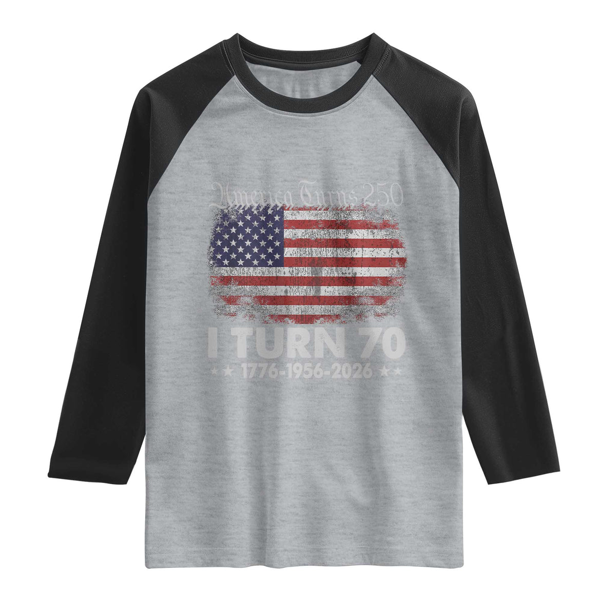 America Turns 250 I Turn 70 Raglan Shirt Vintage 1956 70th Birthday 250th Anniversary USA 70 Year Old Gift
