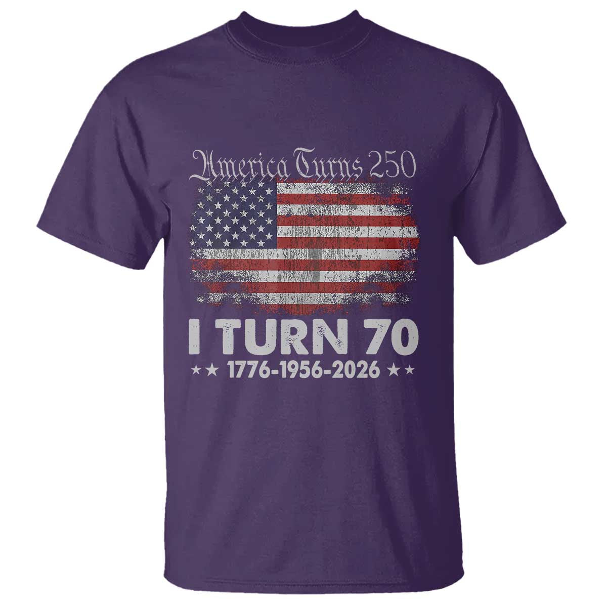 America Turns 250 I Turn 70 T Shirt Vintage 1956 70th Birthday 250th Anniversary USA 70 Year Old Gift