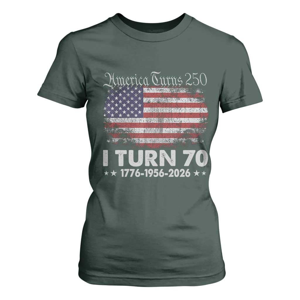 America Turns 250 I Turn 70 T Shirt For Women Vintage 1956 70th Birthday 250th Anniversary USA 70 Year Old Gift