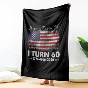 America Turns 250 I Turn 60 Throw Blanket Vintage 1966 60th Birthday 250th Anniversary USA 60 Year Old Gift