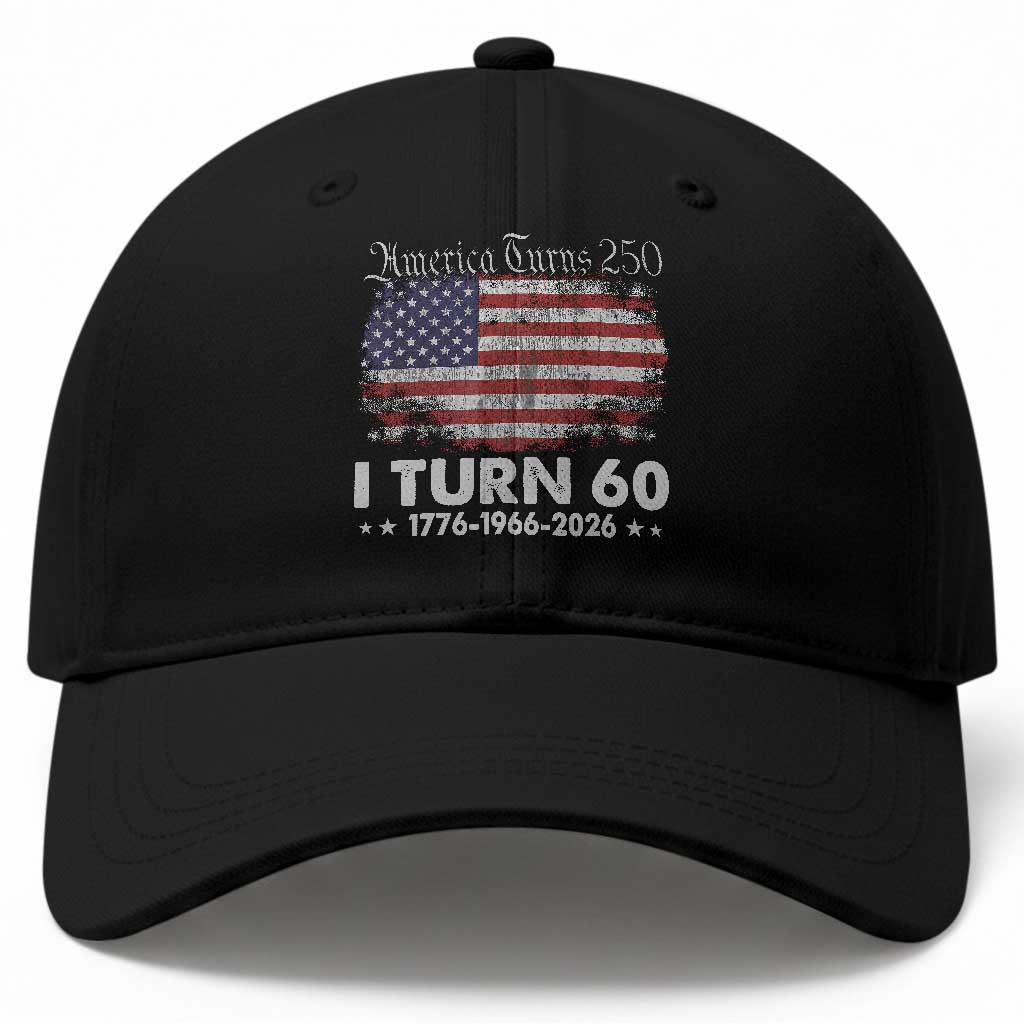 America Turns 250 I Turn 60 Baseball Cap Vintage 1966 60th Birthday 250th Anniversary USA 60 Year Old Gift