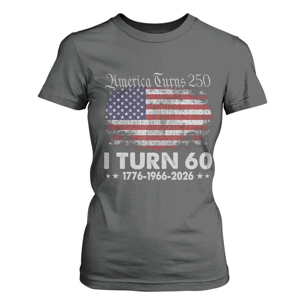 America Turns 250 I Turn 60 T Shirt For Women Vintage 1966 60th Birthday 250th Anniversary USA 60 Year Old Gift