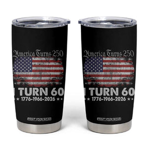 America Turns 250 I Turn 60 Tumbler Cup Vintage 1966 60th Birthday 250th Anniversary USA 60 Year Old Gift