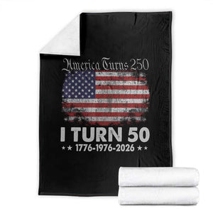America Turns 250 I Turn 50 Throw Blanket Vintage 1976 50th Birthday 250th Anniversary USA 50 Year Old Gift