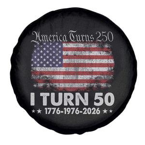 America Turns 250 I Turn 50 Spare Tire Cover Vintage 1976 50th Birthday 250th Anniversary USA 50 Year Old Gift