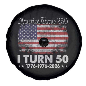 America Turns 250 I Turn 50 Spare Tire Cover Vintage 1976 50th Birthday 250th Anniversary USA 50 Year Old Gift