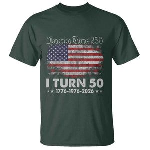 America Turns 250 I Turn 50 T Shirt Vintage 1976 50th Birthday 250th Anniversary USA 50 Year Old Gift