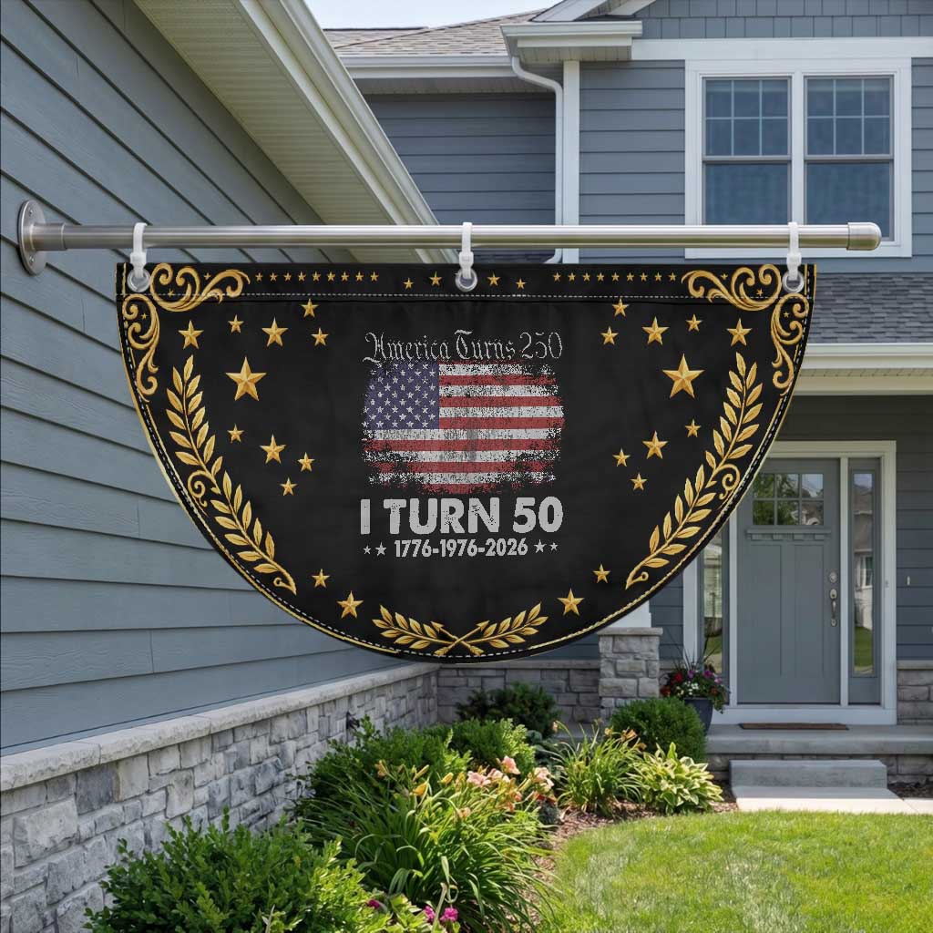 America Turns 250 I Turn 50 Patriotic Fan Flag Vintage 1976 50th Birthday 250th Anniversary USA 50 Year Old Gift