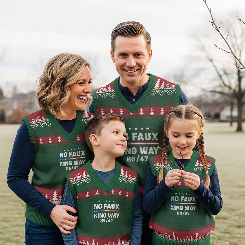 Snarky No Kings In America V-Neck Knit Sweater Vest No Faux King Way 86 47 TS10 Red Green Print Your Wear