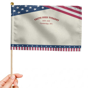 Truth Over Tyranny Patriotic Handheld Flag Protect Higher Education Academic Independence TS10 Modern 8.2" × 5.5" Beige Blue Print Your Wear