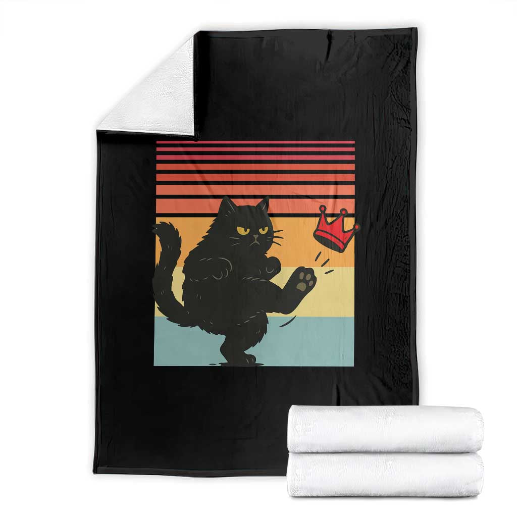 No Kings Black Cat Throw Blanket Funny Kitten Social Justice TS10 Black Print Your Wear