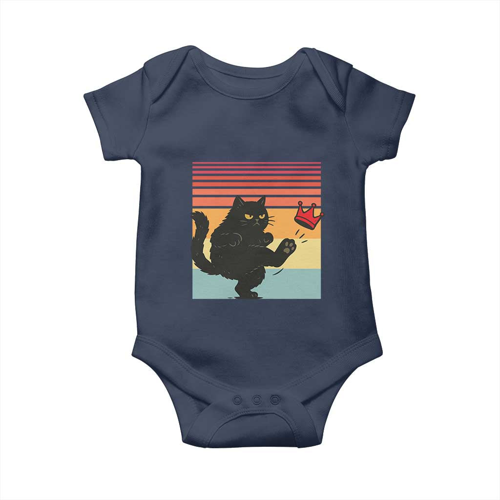 No Kings Black Cat Baby Onesie Funny Kitten Social Justice TS10 Navy Print Your Wear