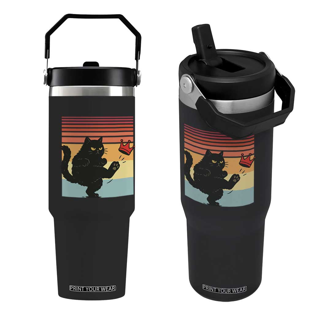 No Kings Black Cat Flip Straw Tumbler Funny Kitten Social Justice TS10 One Size: 30 oz Black Print Your Wear