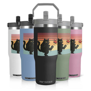 No Kings Black Cat Flip Straw Tumbler Funny Kitten Social Justice TS10 Print Your Wear